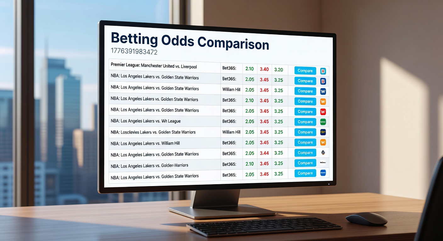 Digital dashboard displaying multiple bookmaker odds for a live football match, highlighting price differences in vibrant charts and real-time updates
