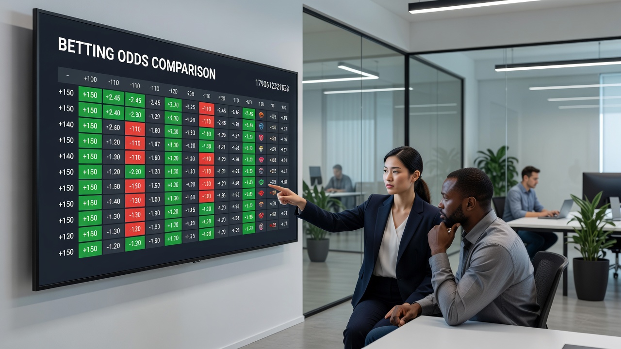 Data visualization showing odds variations across different bookmakers for a single event