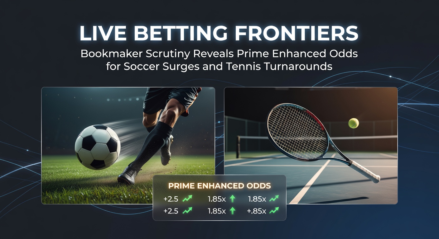 Dynamic live betting interface showing enhanced odds for a soccer match surge and tennis rally turnaround
