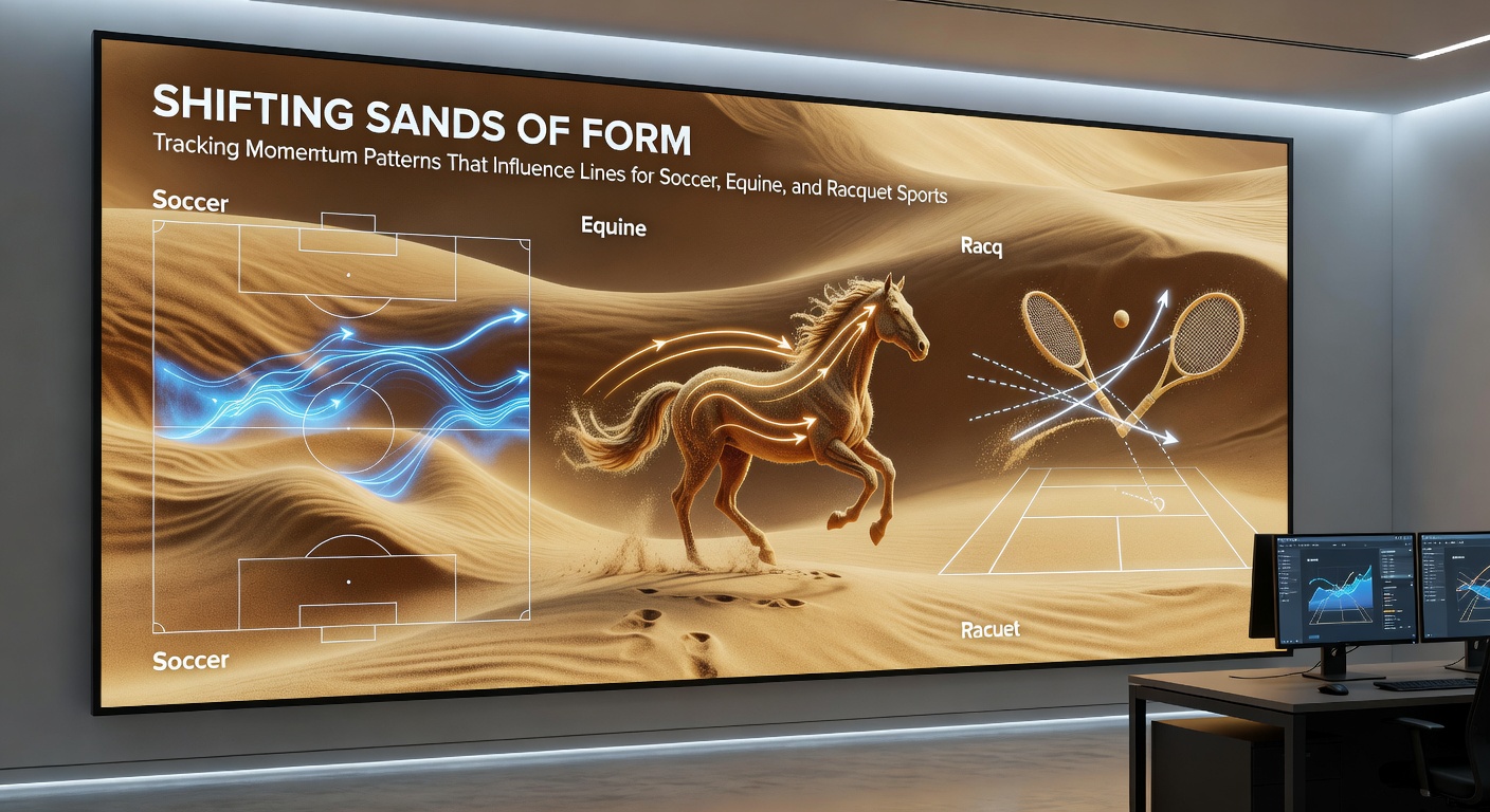 Chart showing real-time line movements across soccer, horse racing, and tennis during momentum shifts