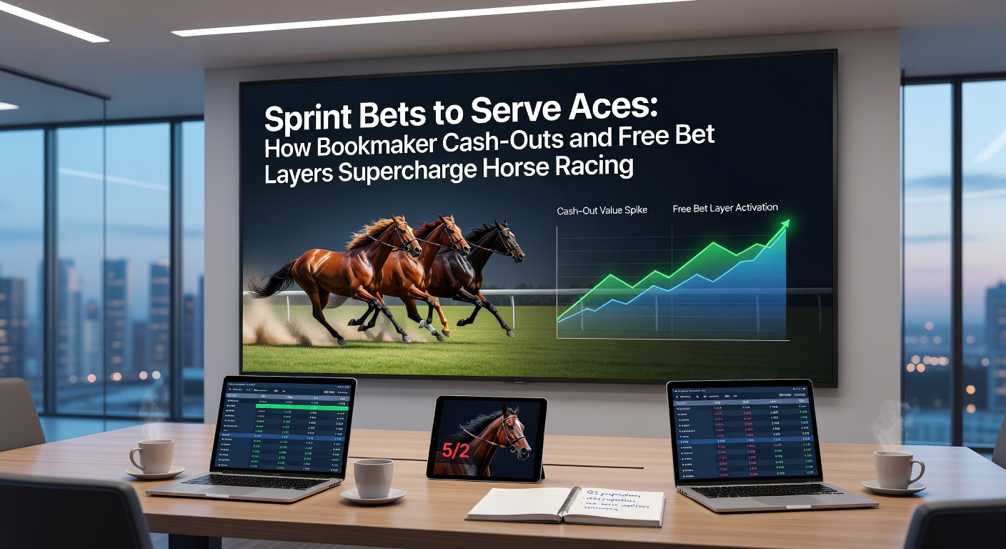Screenshot of a bookmaker app displaying a live horse racing sprint multi combined with tennis cash-out options, odds updating in real-time